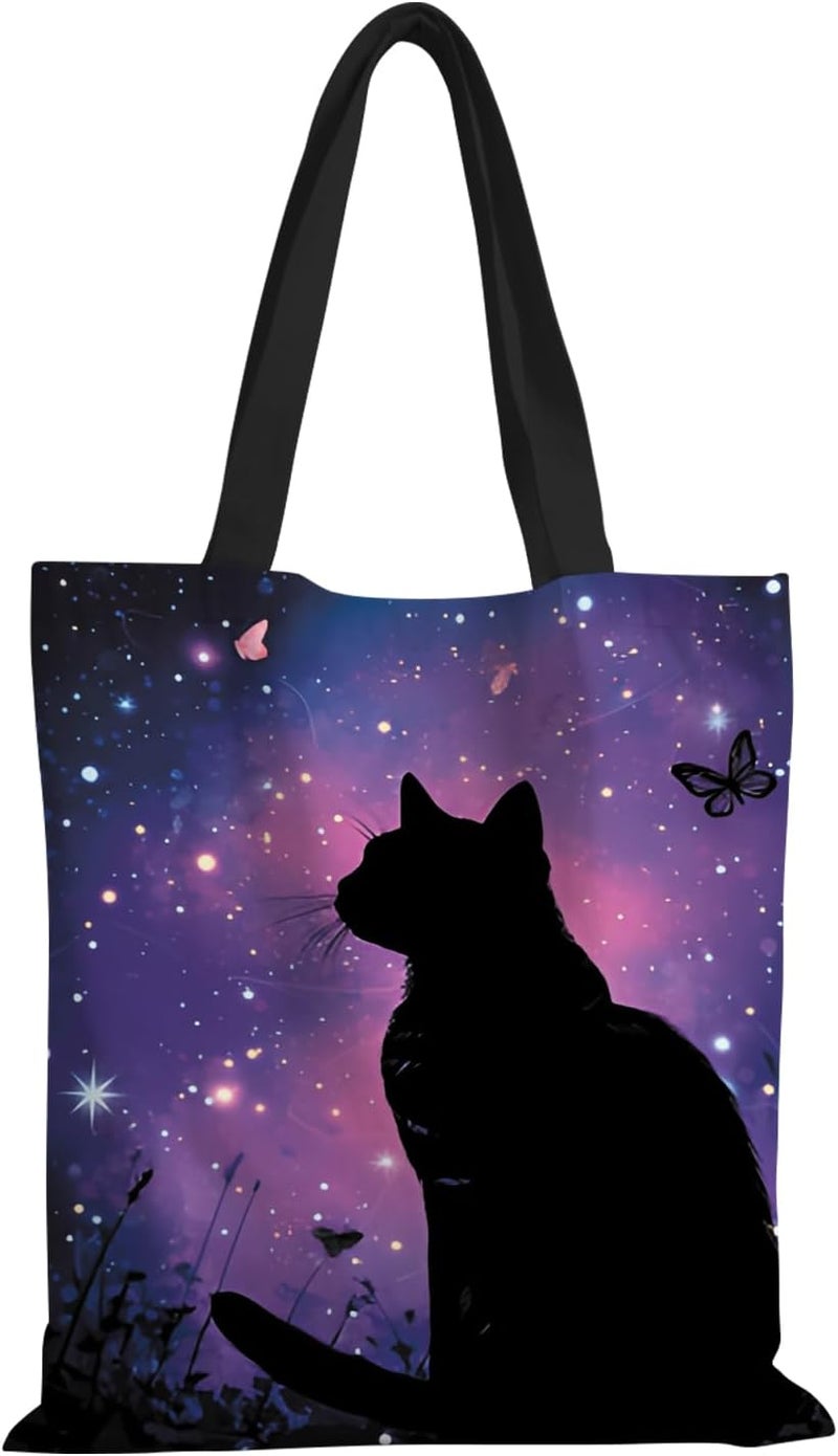 ANNA QUEEN Cat Tote Bag Shoulder Bag Handle Bag for Gym Yoga Picnic Beach Kitchen Reusable - Image 1